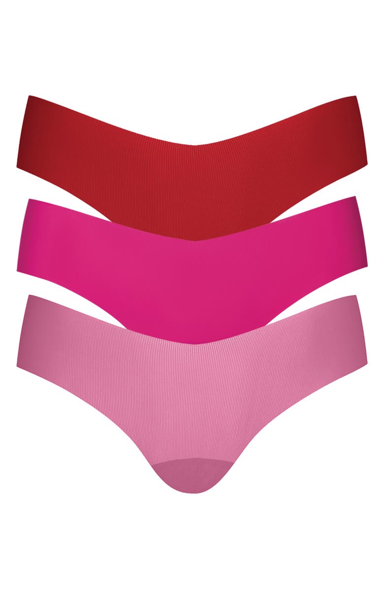 Commando Invisible Rib One Size Assorted 3-Pack Thongs, Alternate, color, Multi-Multi Colored Or Pack