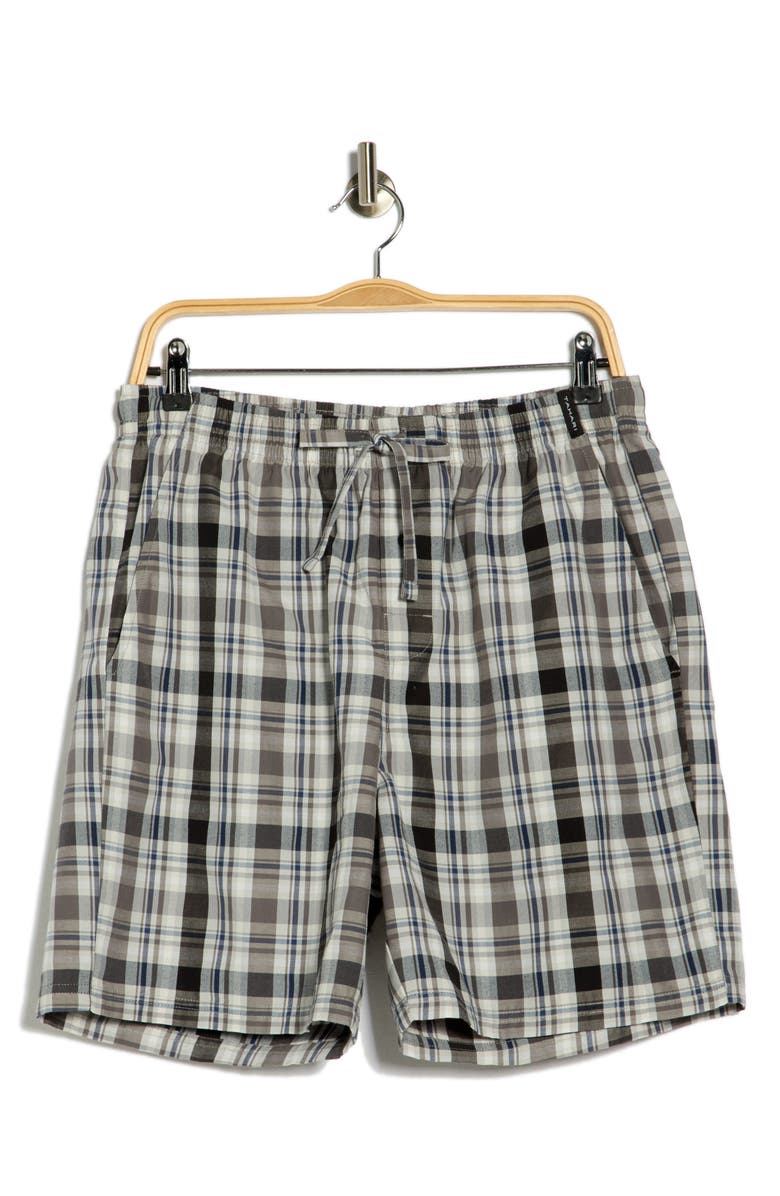 Tahari Plaid Pajama Shorts, Alternate, color, Black