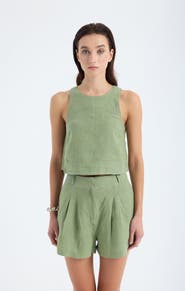Monlicia Lena 100% Linen Sleeveless Crop Top