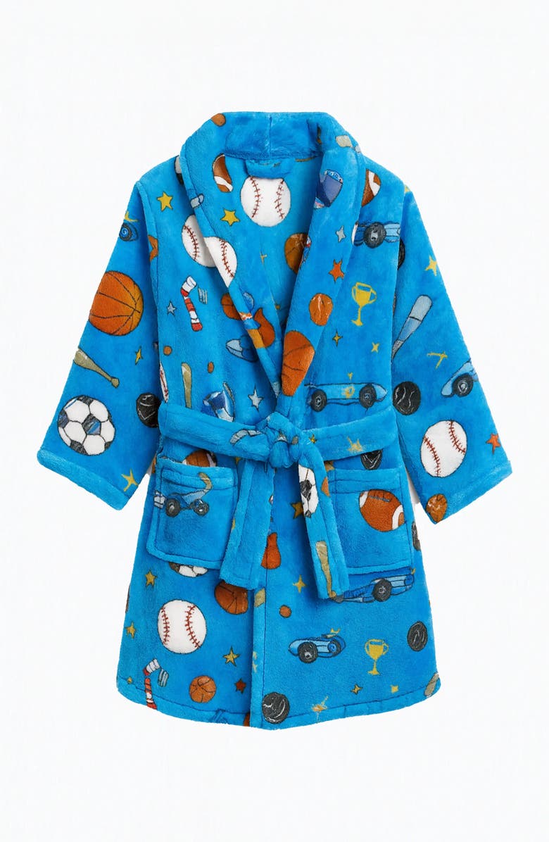 Preppy Goose Plush Boys Blue Sports loungewear Robe, Main, color, 