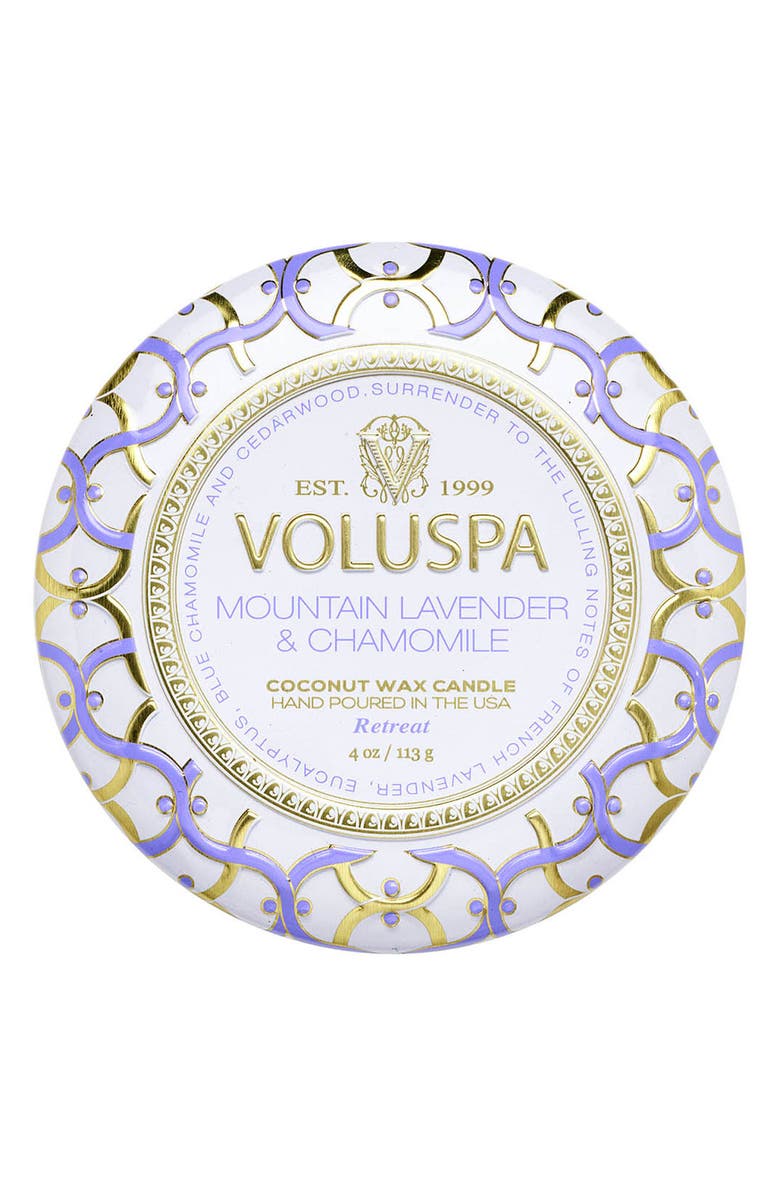 Voluspa Mountain Lavender & Chamomile Mini Tin Candle, Alternate, color,