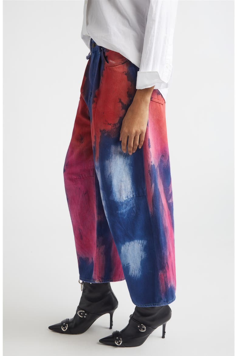 Pleated Crop Wide Leg Jeans, Alternate, color, BLAZE ROSE