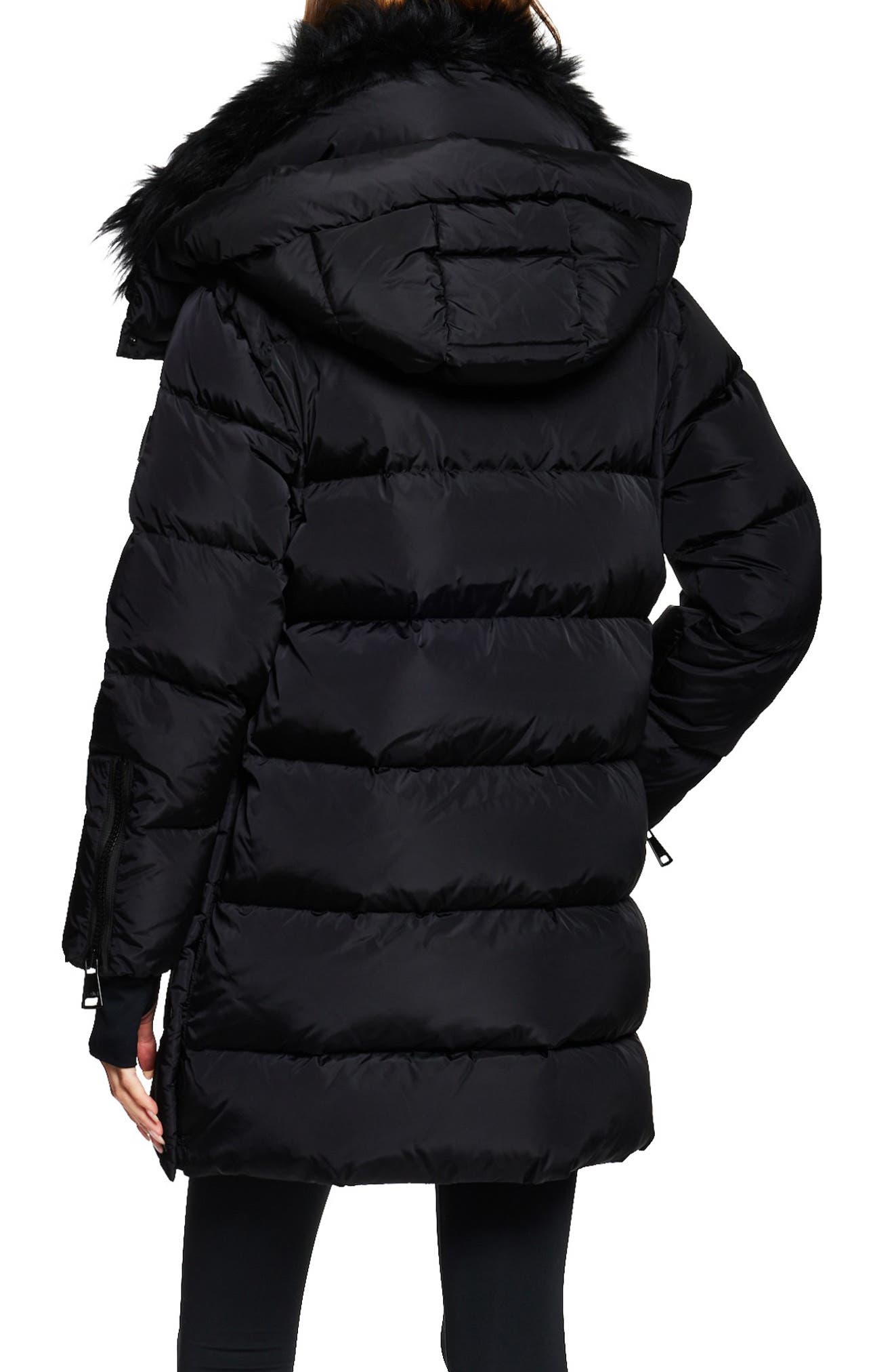 Addison Water Resistant Down Puffer Coat with Genuine Shearling Collar - image 2
