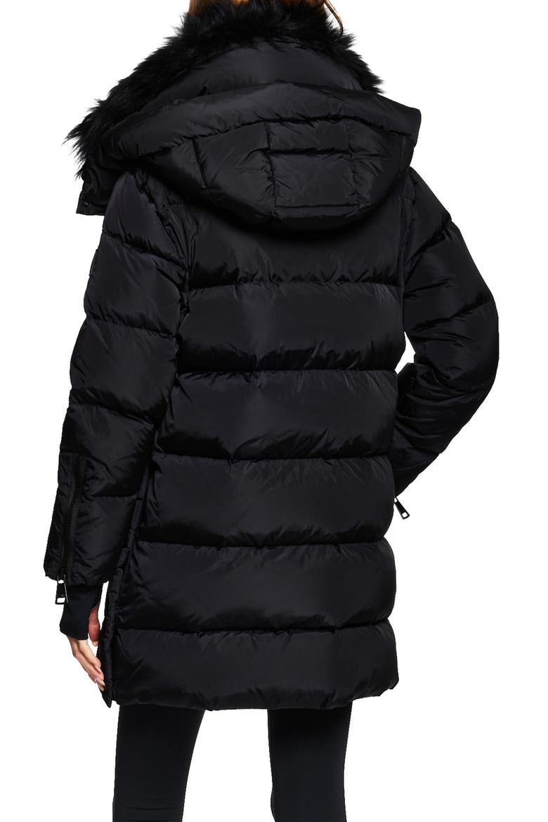 Addison Water Resistant Down Puffer Coat with Genuine Shearling Collar, Alternate, color, MATTE BLACK