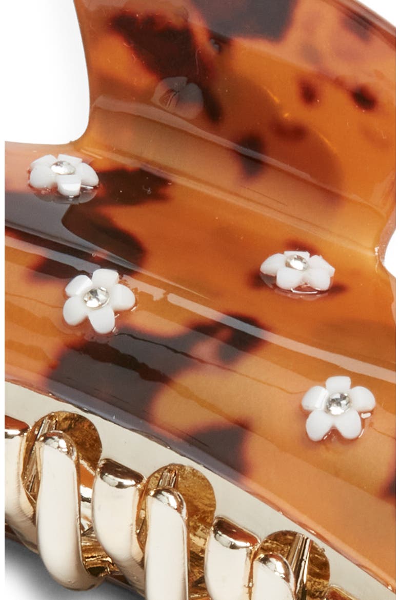 Flower Detail Claw Clip, Alternate, color, BROWN MULTI