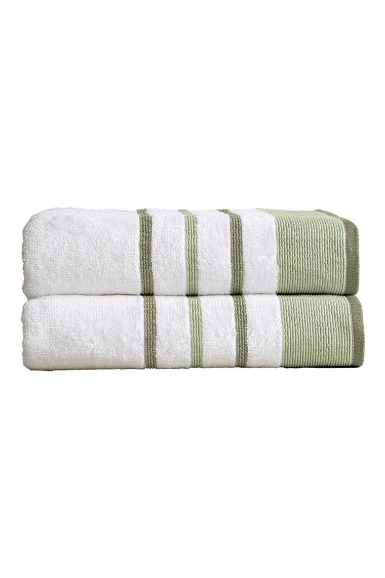 Luxurious Cotton 2-Pack Decorative Bath Towel Set, Main, color, DESERT SAGE GREEN / MOSS GREEN