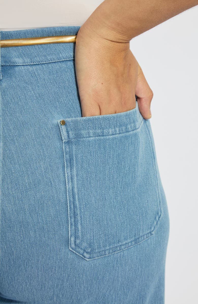 Lysse Erin Belted Crystal Embellished Pull-On Wide Leg Jeans, Alternate, color, 