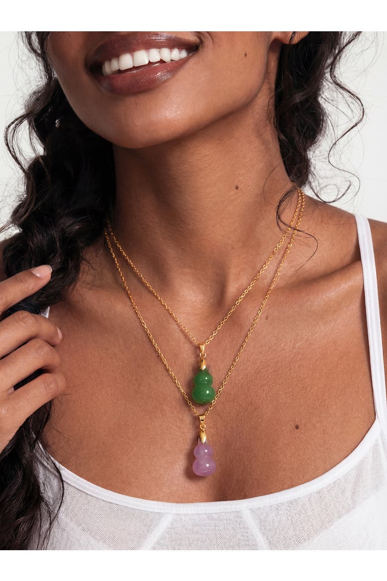 Hulu Jade Stone Pendant Necklace, Alternate, color, Green