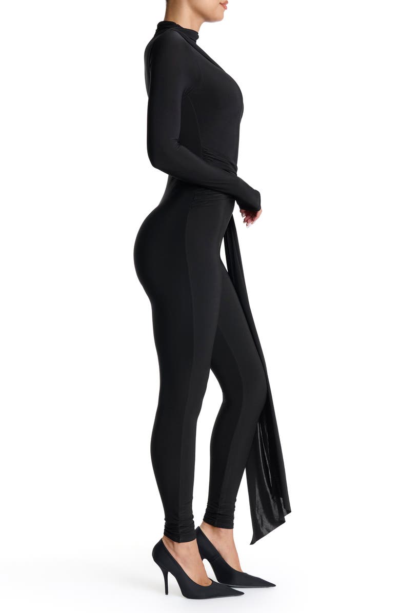 Naked Wardrobe Hourglass Tie Waist Long Sleeve Jumpsuit, Alternate, color, 
