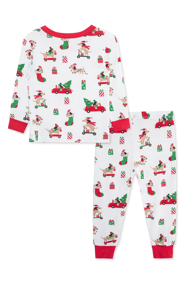 Little Me Puppy Holiday Stretch Fitted Two-Piece Pajamas, Alternate, color, White/ Red