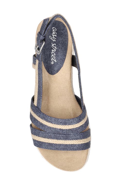 Easy Street Mel Espadrille Slingback Platform Wedge Sandal In Jeans