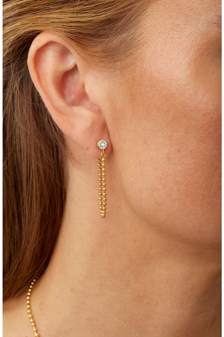 Bezel Drop Cubic Zirconia Earrings, Alternate, color, YELLOW