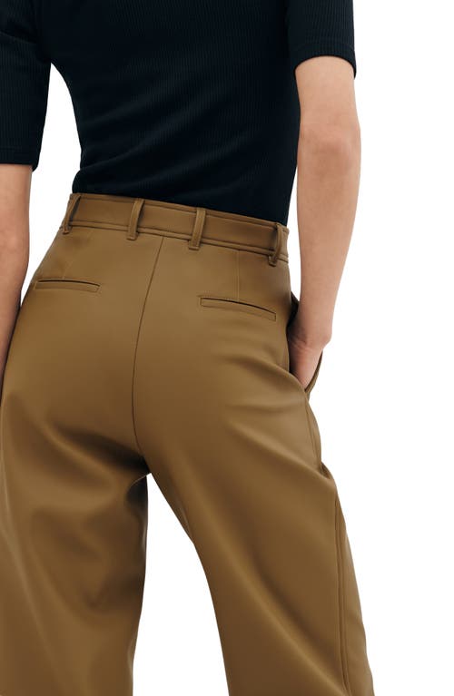Two Lines By Marcella Lyon High Waist Faux Leather Straight Leg Pants In Taupe