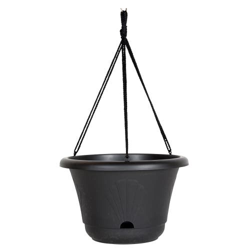 Bloem 13 Inch Lucca Self Watering Hanging Basket, Black In Black