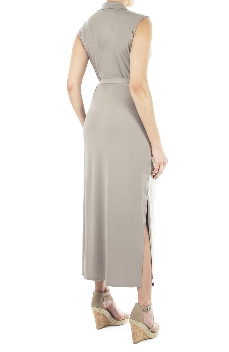 Nina Leonard Button Front Midi Shirt Dress, Alternate, color, Mink