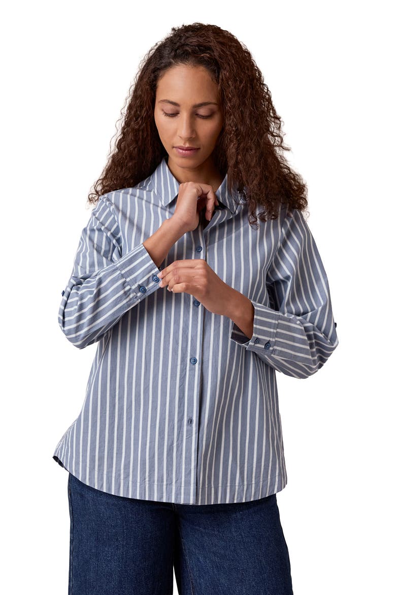 Relaxed Fit Cotton Shirt, Alternate, color, Blue Stripe