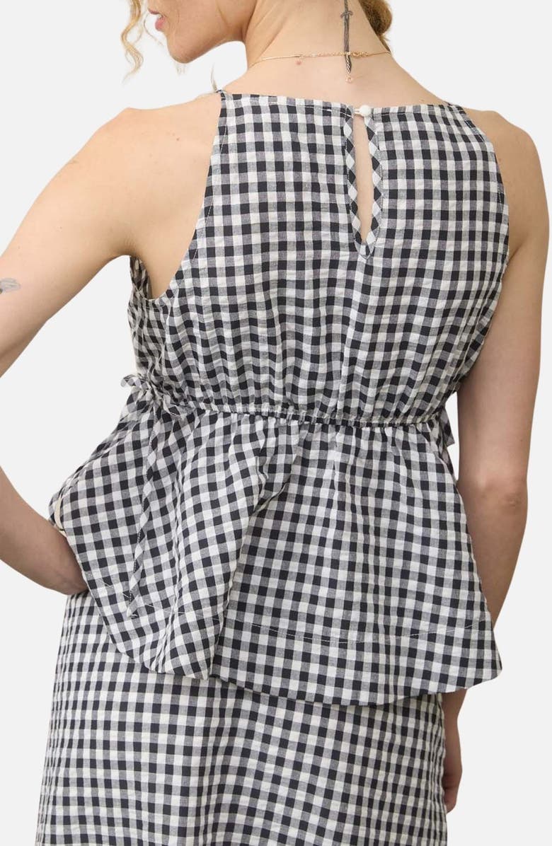 Blu Pepper Gingham Sleeveless Peplum Top, Alternate, color, Black