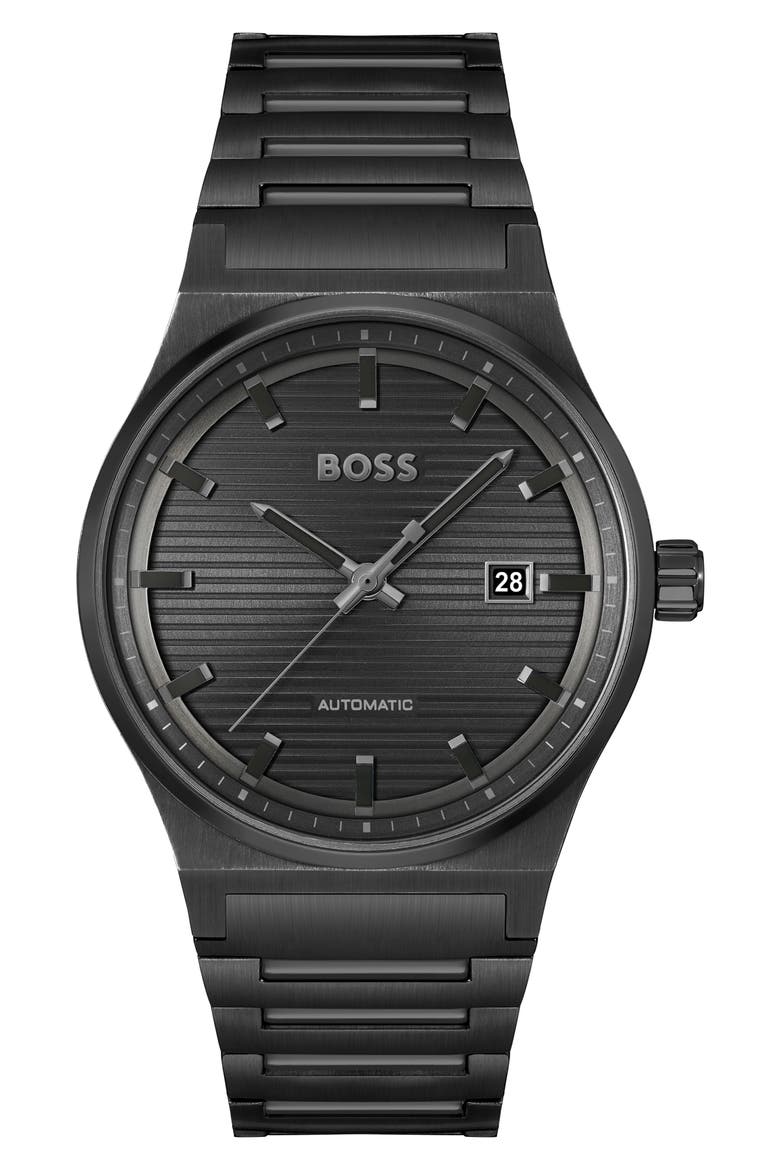 Candor Automatic Bracelet Watch, 41mm, Main, color, BLACK