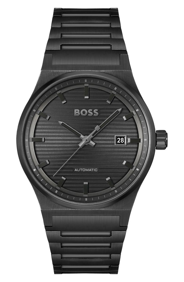 BOSS Candor Automatic Bracelet Watch, 41mm, Main, color, Black