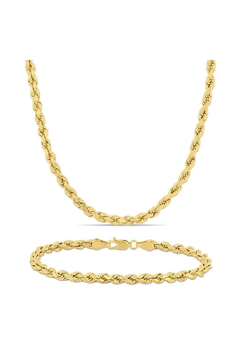 2-Piece Set Rope Chain Necklace & Bracelet 10k, Main, color, Yellow Gold