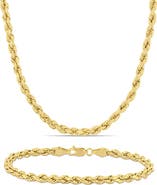 Julianna B. 2-Piece Set Rope Chain Necklace & Bracelet 10k