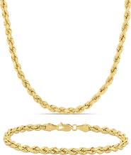 Julianna B. 2-Piece Set Rope Chain Necklace & Bracelet 10k