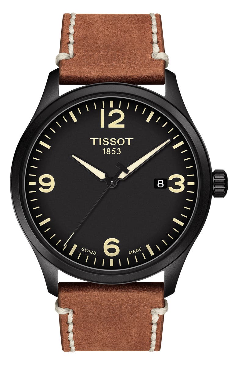 Tissot Gent XL Classic Leather Strap Watch, 42mm, Main, color,