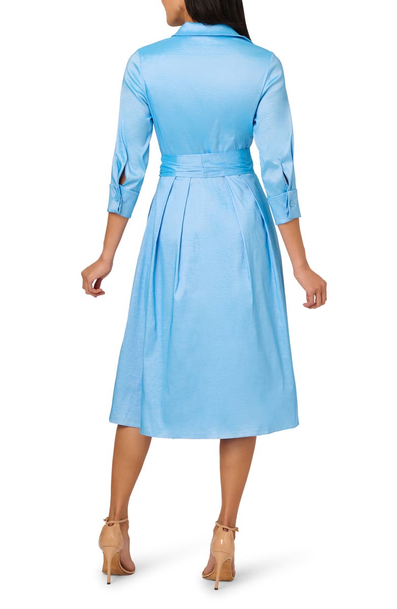 Adrianna Papell Stretch Taffeta Midi Shirtdress, Alternate, color, Bluebell