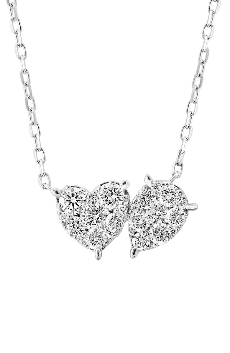 EFFY 14K White Gold Pavé Diamond Heart Pendant Necklace - 0.59ct., Alternate, color, 