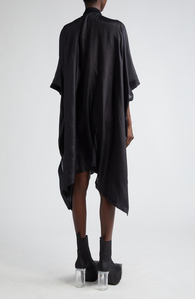 Rick Owens Long Zip Front Silk Poncho, Alternate, color,