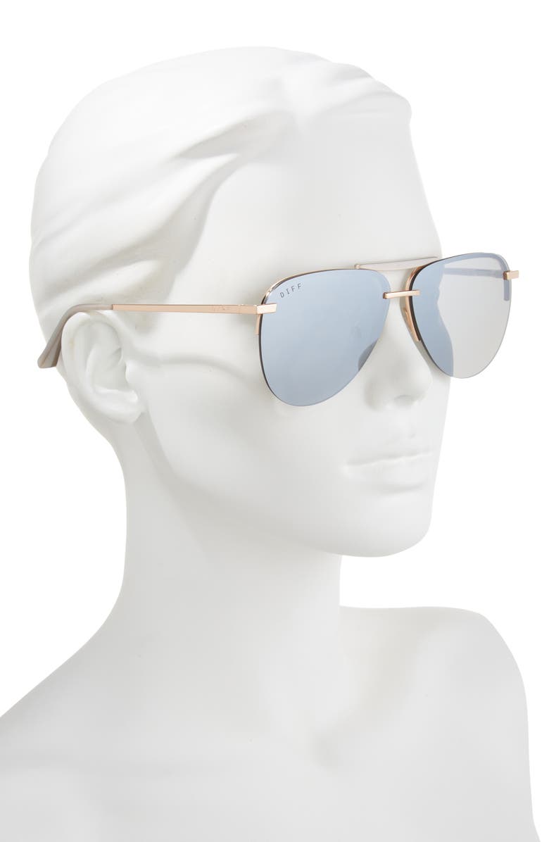 DIFF Tahoe 65mm Oversize Aviator Sunglasses, Alternate, color, Gold / Silver