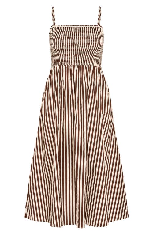 City Chic Jolie Print Sleeveless Maxi Dress In Chocolate Stripe