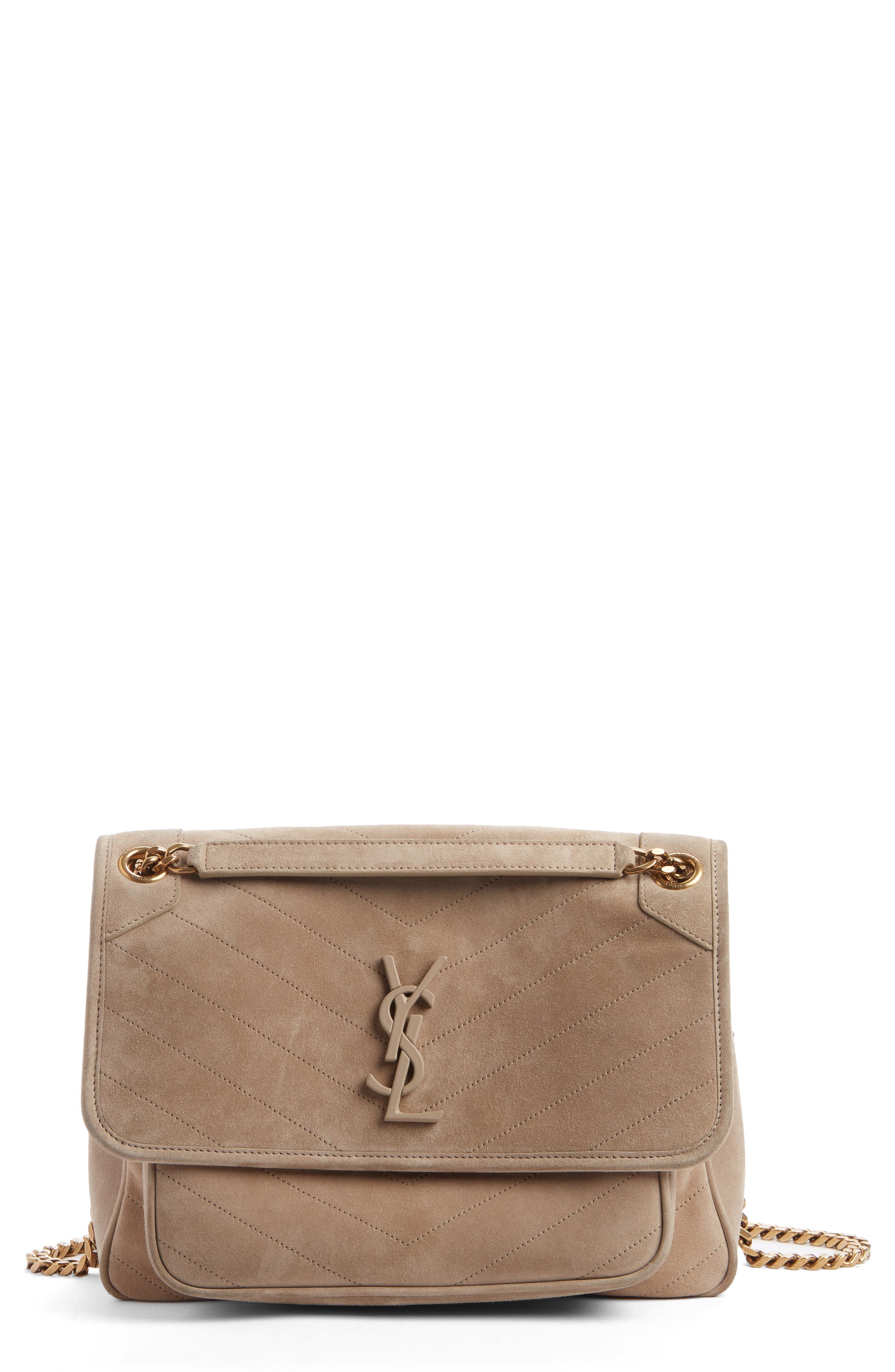 Saint Laurent Medium Niki Suede Shoulder Bag, Main, color, 