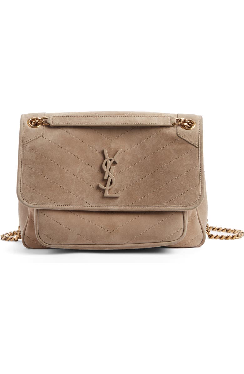 Saint Laurent Medium Niki Suede Shoulder Bag, Main, color,