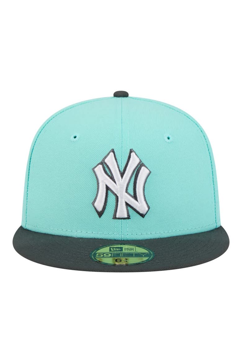 Men's New Era Turquoise/Charcoal New York Yankees Two-Tone Color Pack 59FIFTY Fitted Hat, Alternate, color, Turquoise