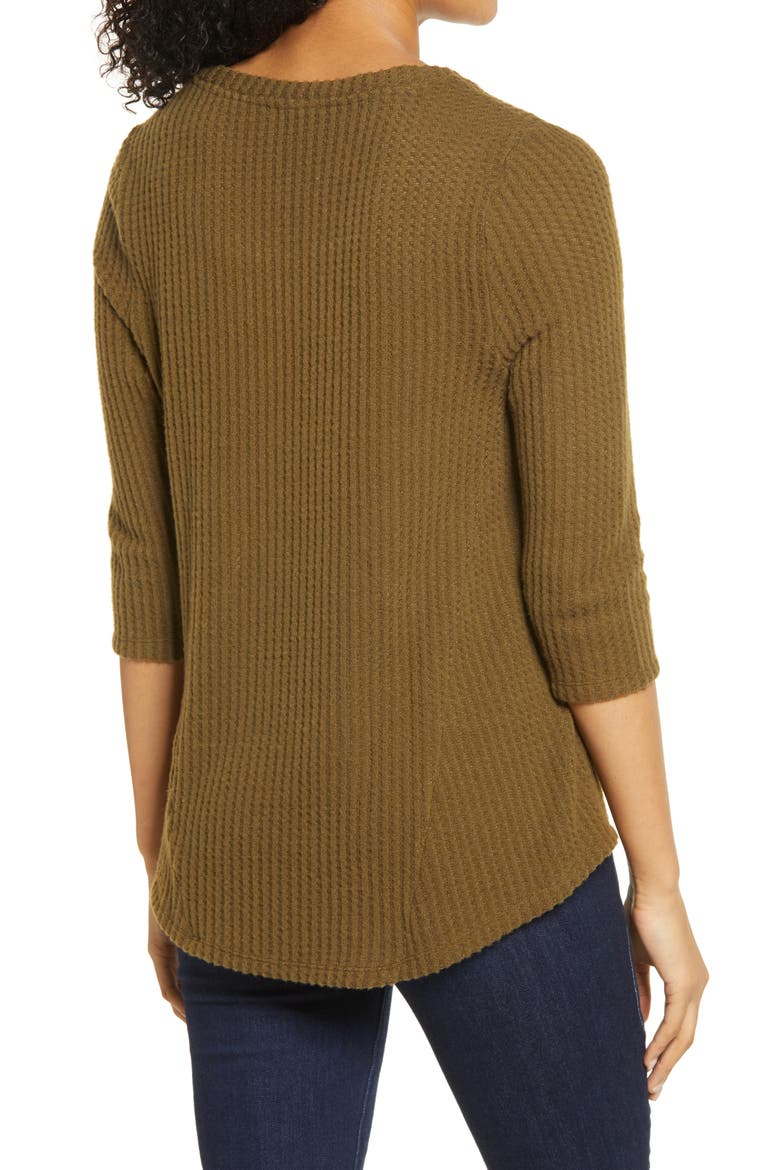 Waffle Knit Swing Top, Alternate, color, DK. OLIVE