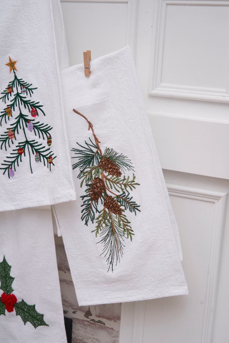 Pinecone Swag 100% Cotton Handtowel, Alternate, color, Brown