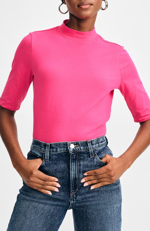 売れ筋商品|||イザックミズラヒ カットソー トップス レディース Women's Mock Neck Elbow Tee Magenta Women's Isaac Mizrahi New York Tops | Nordstrom