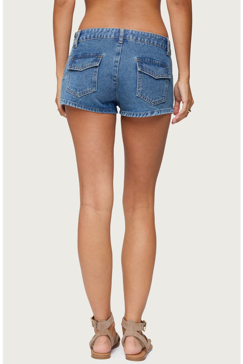Olivera Lace Up Denim Mini Skort, Alternate, color, BLUE-WASHED