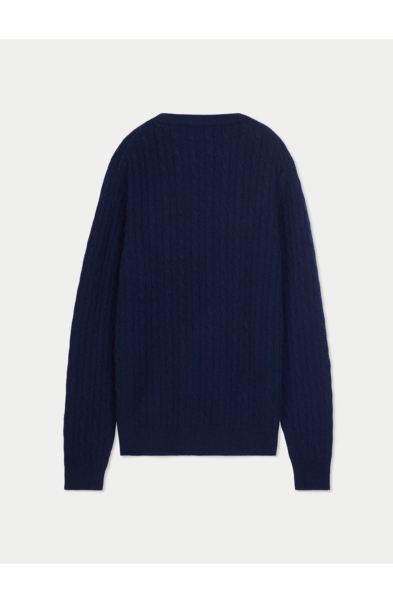 Gobi Cashmere Cashmere Cable-Knit Sweater, Alternate, color, Navy