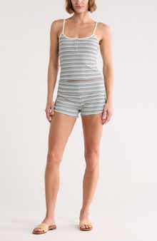 Striped Henley Tank and Shorts 2-Piece Lounge Set