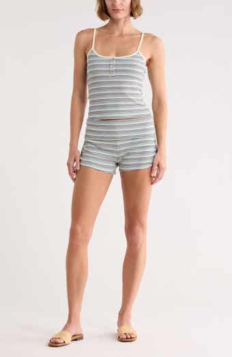 Striped Henley Tank and Shorts 2-Piece Lounge Set