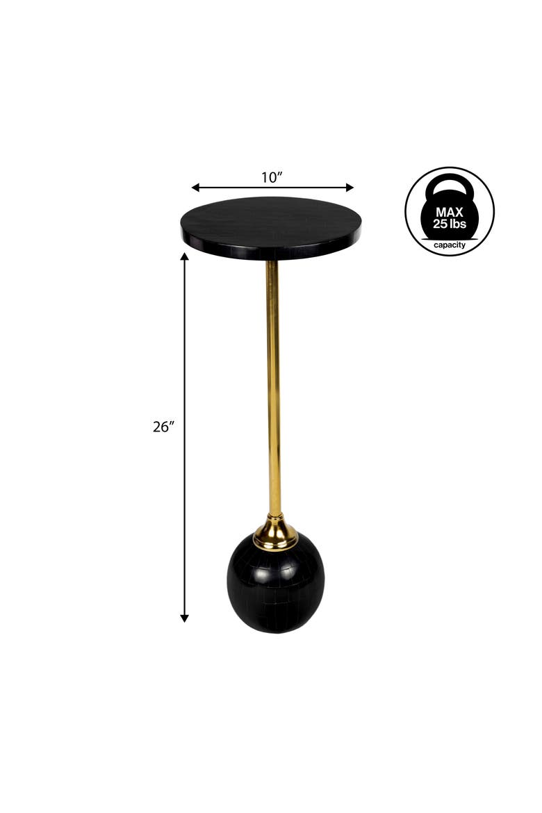 Evelyn Modern Glam Metal/Resin Mosaic Pedestal Drink Table, Alternate, color, Black/Gold