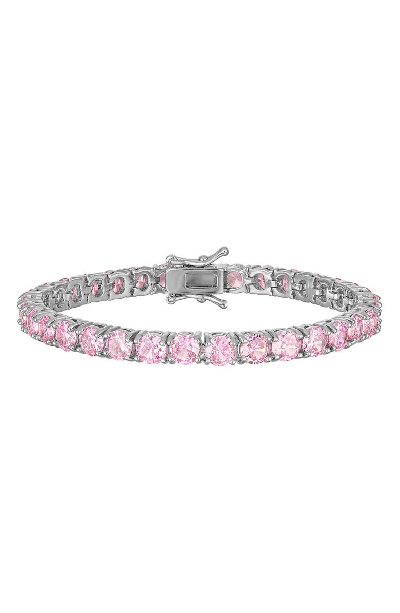 FZN Round Cut Cubic Zirconia Tennis Bracelet, Main, color, Silver