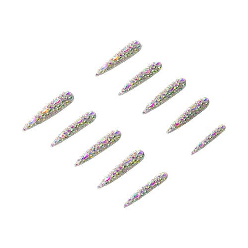 3h Nails Handmade Metallic Silver Stiletto Press-on Nails In Silver