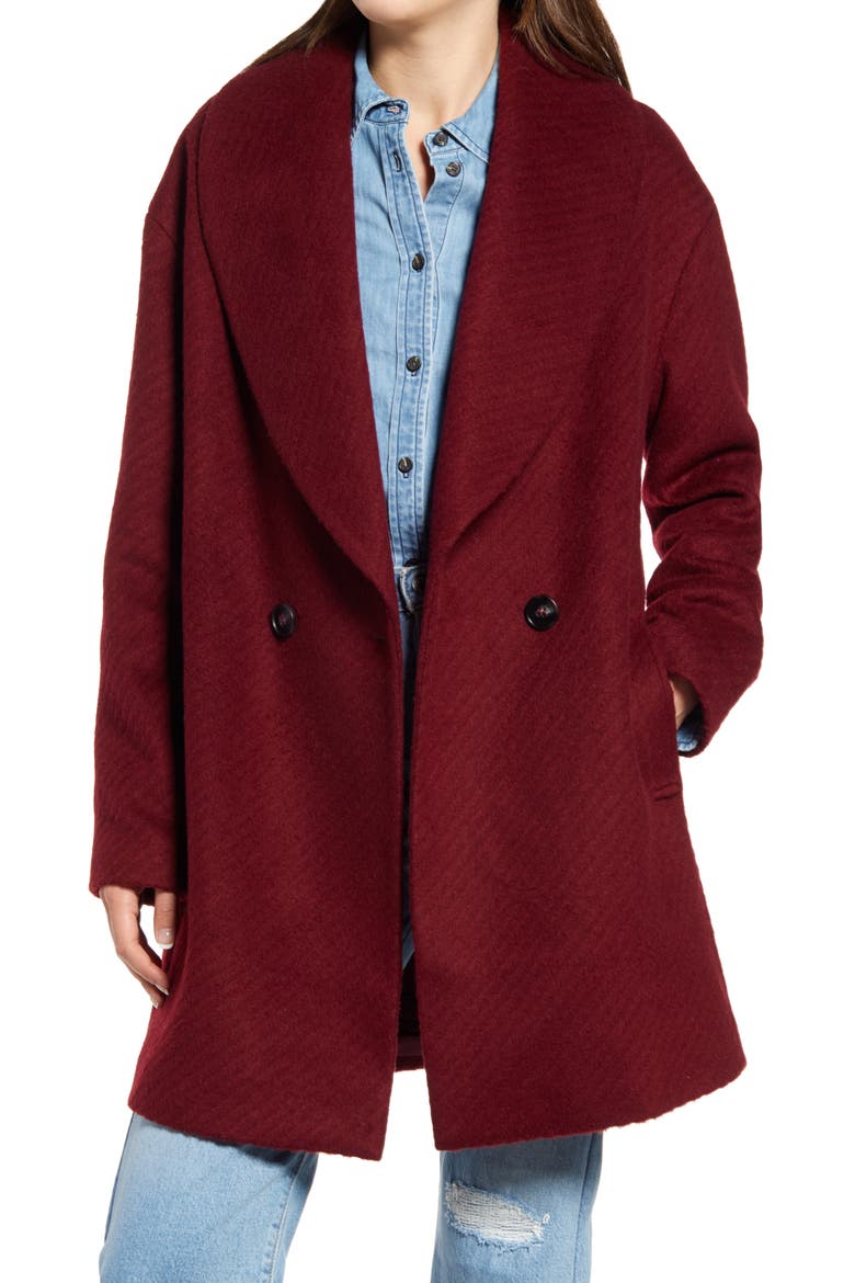 Shawl Collar Coat, Main, color, MAROON