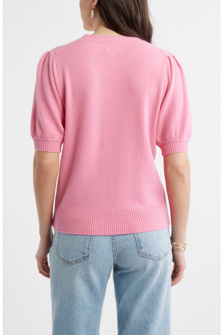 Puff Sleeve Wool & Cashmere Sweater, Alternate, color, PINK ZENNA