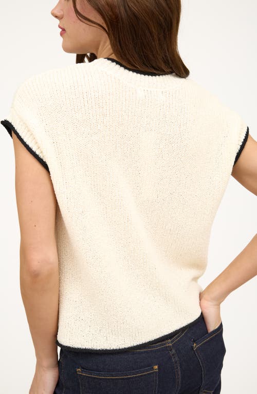 Blu Pepper Contrast Edge Cap Sleeve Sweater In Neutral