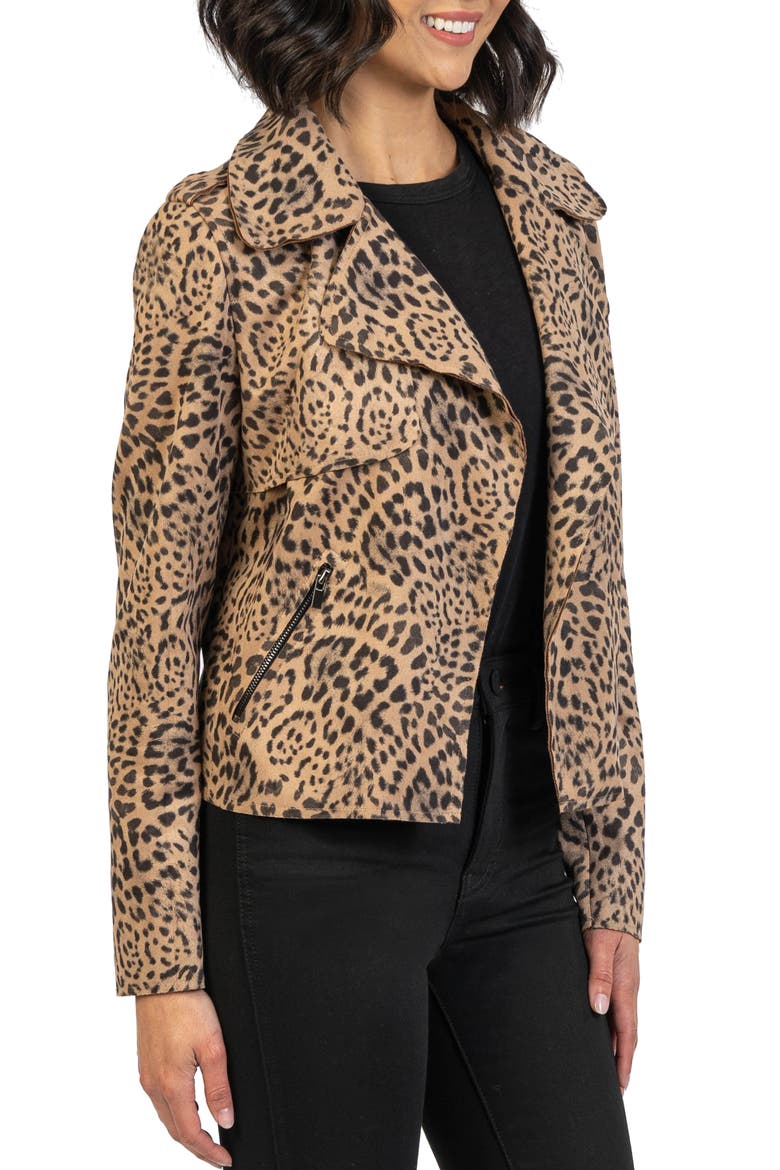 Jacee Raw Edge Moto Jacket, Alternate, color, KHAKI
