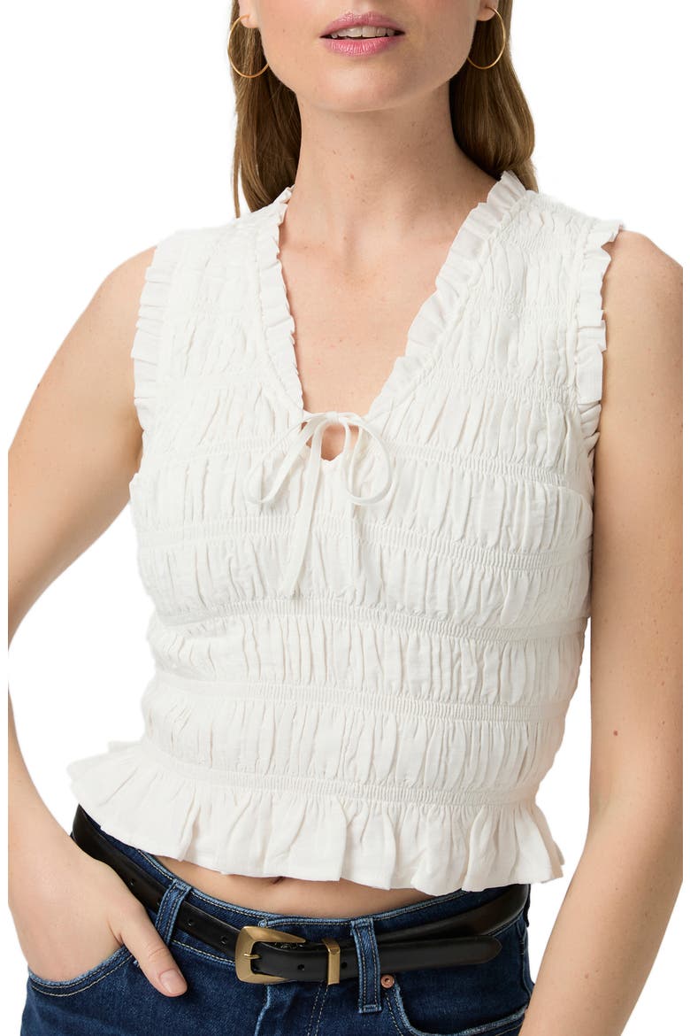 Devi Shirred Crop Tank, Alternate, color, WHITE